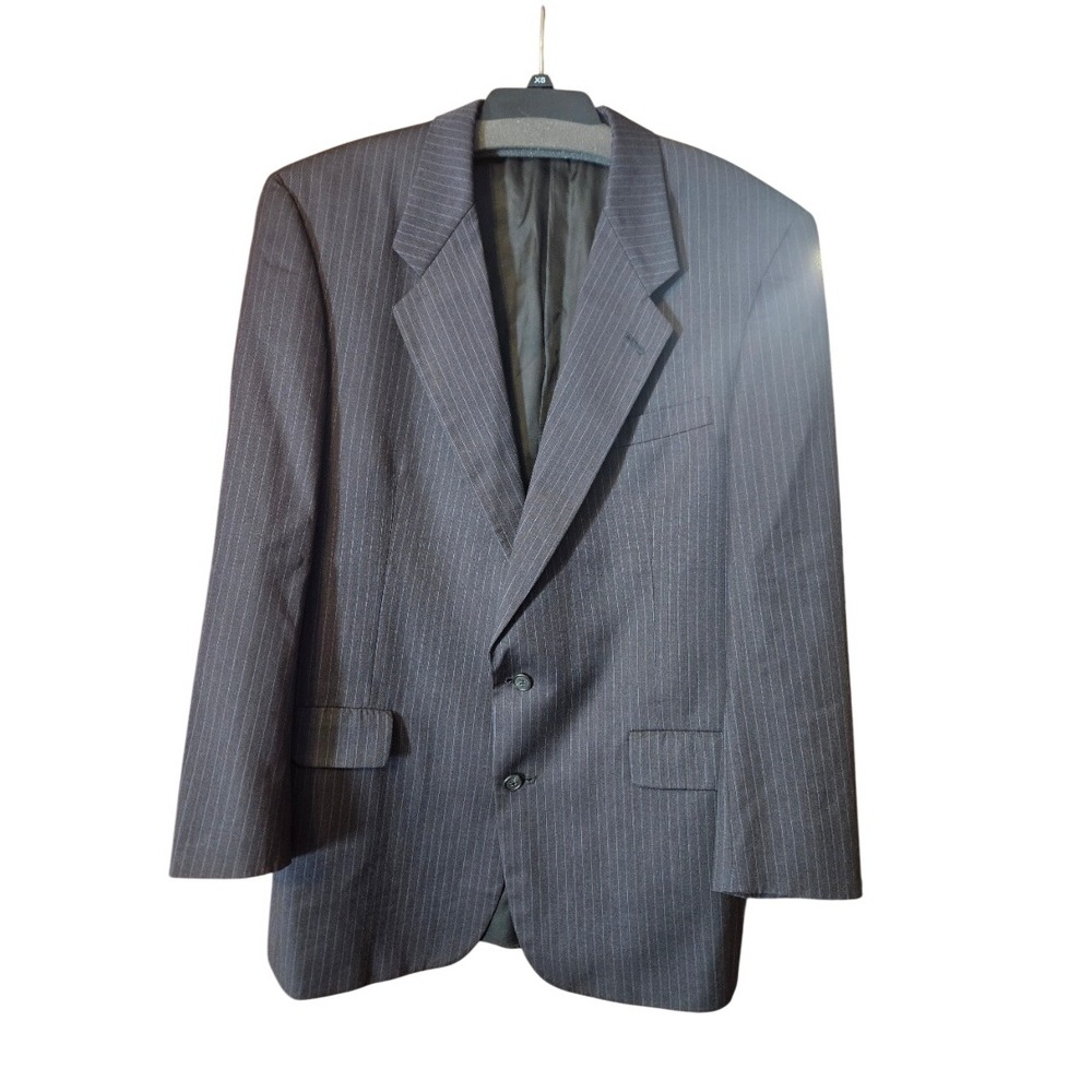 Hart Schaffner Marx Rodes Louisville Pinstripe Blazer Pure Virgin Wool Gray/Blue